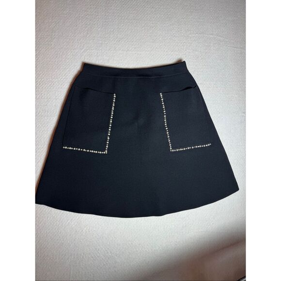 Sandro Dresses & Skirts - Sandro Paris Louis Studded Crystal Rhinestone Pearl A-line Black Mini Skirt MSRP